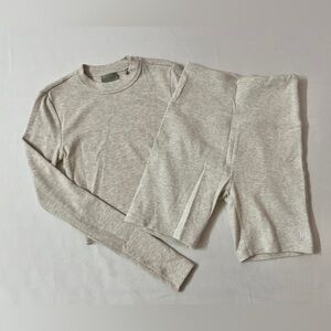 KITH Cropped Mulberry Long Sleeve Top + Jen High Waist Biker Shorts Short Set